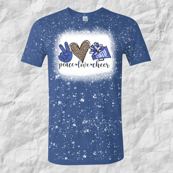 Peace Love Cheer Sublimated Royal Blue Tee Medium - Picture 1 of 2